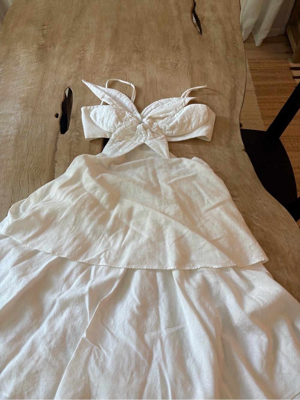 FARM Rio Off-White Flower Cutout Linen Blend Maxi Dress Small - Picture 8 of 13